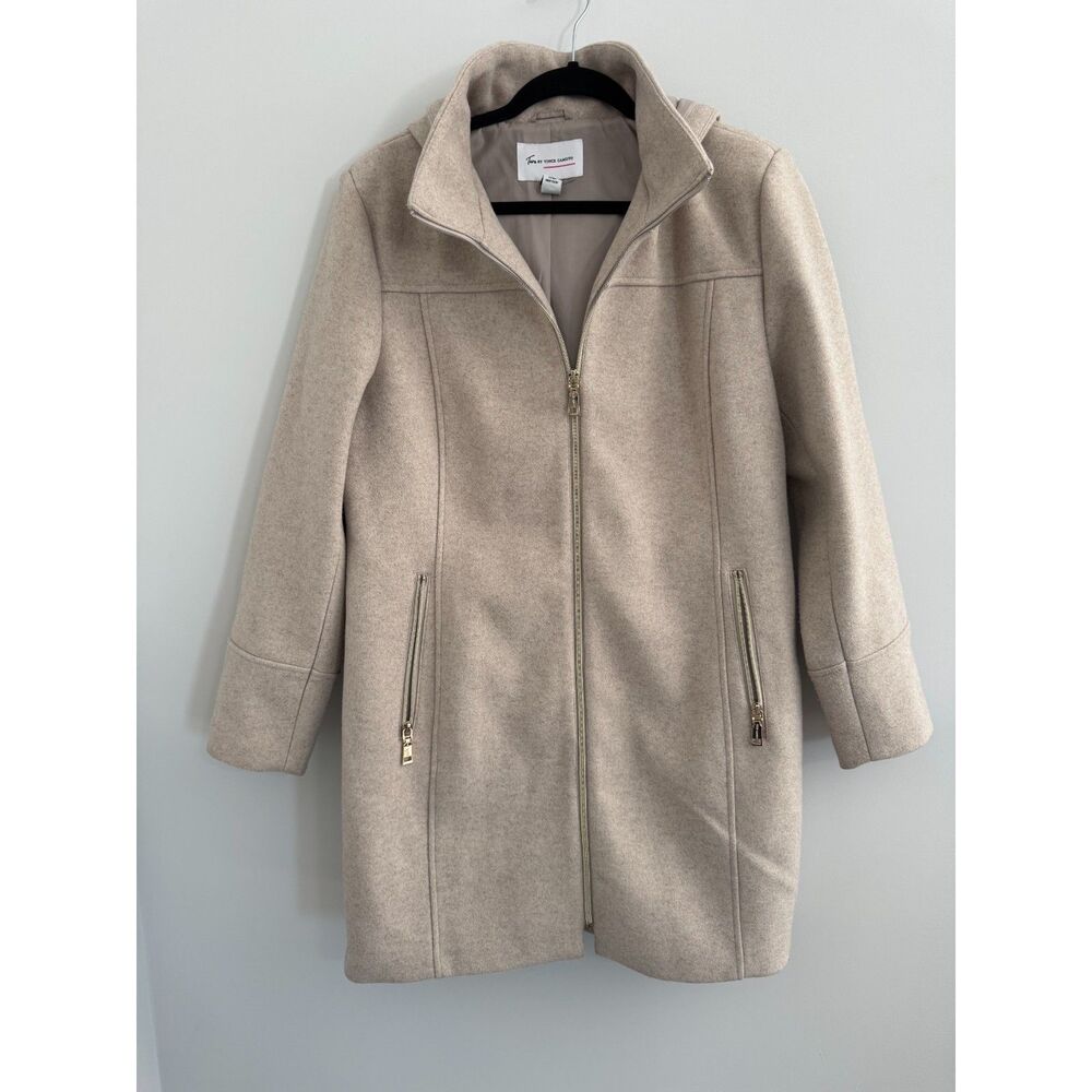 Two by Vince Camuto Taupe Zip-Up Longline Coat – Women's XL